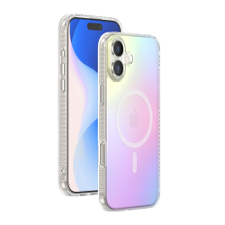 Coque pour iPhone 16 Compatible MagSafe Semi-transparente Irisée Bigben