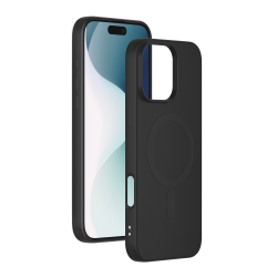 Coque en Silicone pour iPhone 16 Pro Compatible MagSafe Noire Bigben