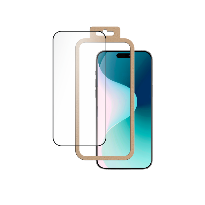 Protège écran iPhone 16 Pro / 17 + SmartFrame™ 2.5D Verre trempé - Certifié GRS