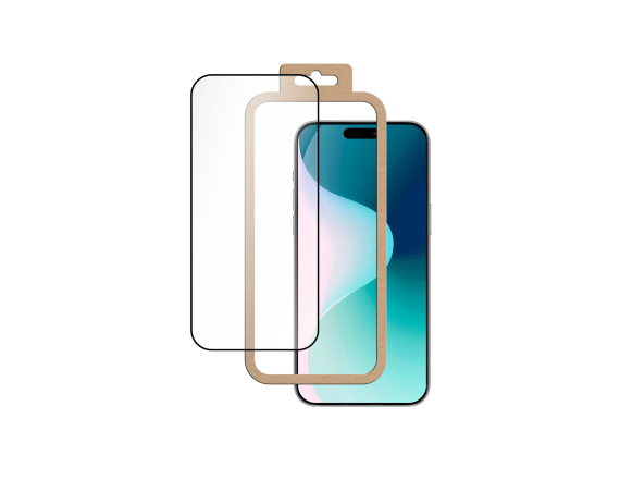 Protège écran 2.5D en Verre trempé pour iPhone 16 Pro + SmartFrame™ - 60% verre recyclé Certifié GRS Bigben