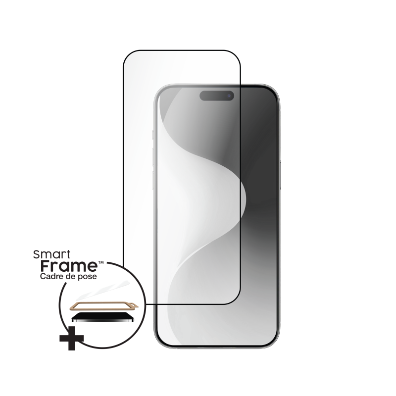 Protège écran 2.5D en Verre trempé pour iPhone 16 Pro Max + SmartFrame™ - 60% verre recyclé Certifié GRS Bigben