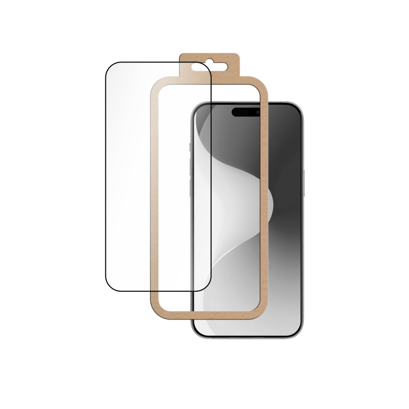 Protège écran 2.5D en Verre trempé pour iPhone 16 Pro Max + SmartFrame™ - 60% verre recyclé Certifié GRS Bigben