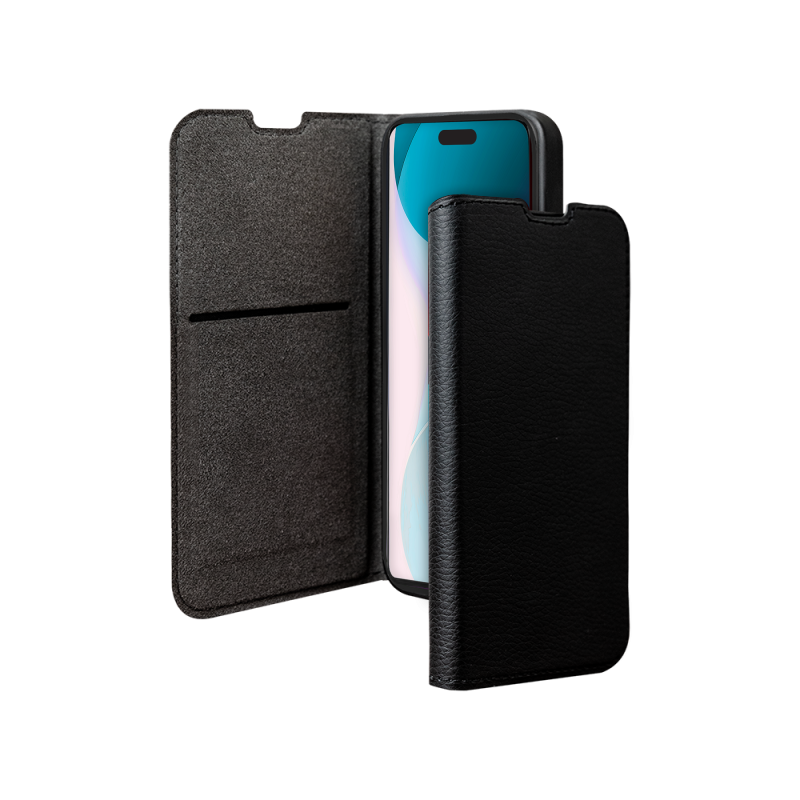 Folio Wallet pour iPhone 16 Support vidéo Noir - 65% Plastique recyclé Certifié GRS Bigben