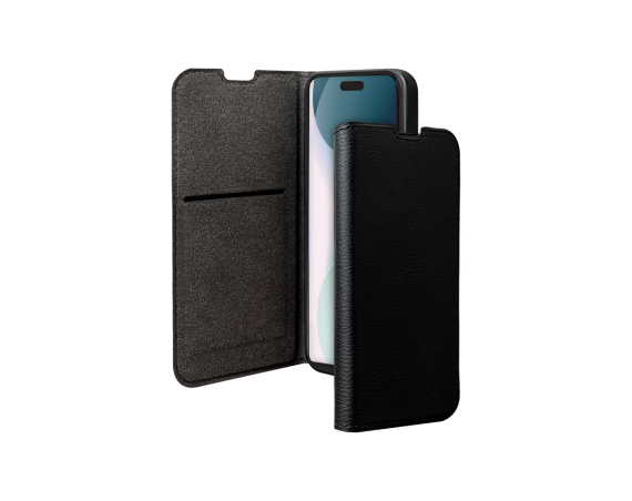 Folio Wallet pour iPhone 16 Pro Support vidéo Noir - 65% Plastique recyclé Certifié GRS Bigben