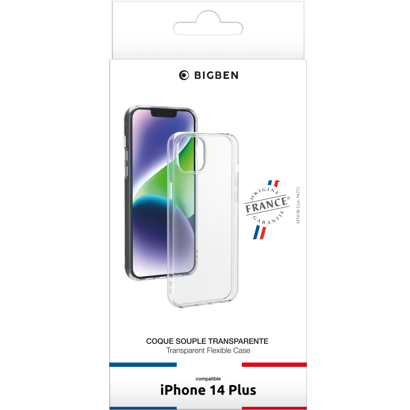 Coque Apple iPhone 14 Plus Silisoft souple Transparente - Origine France Garantie Bigben