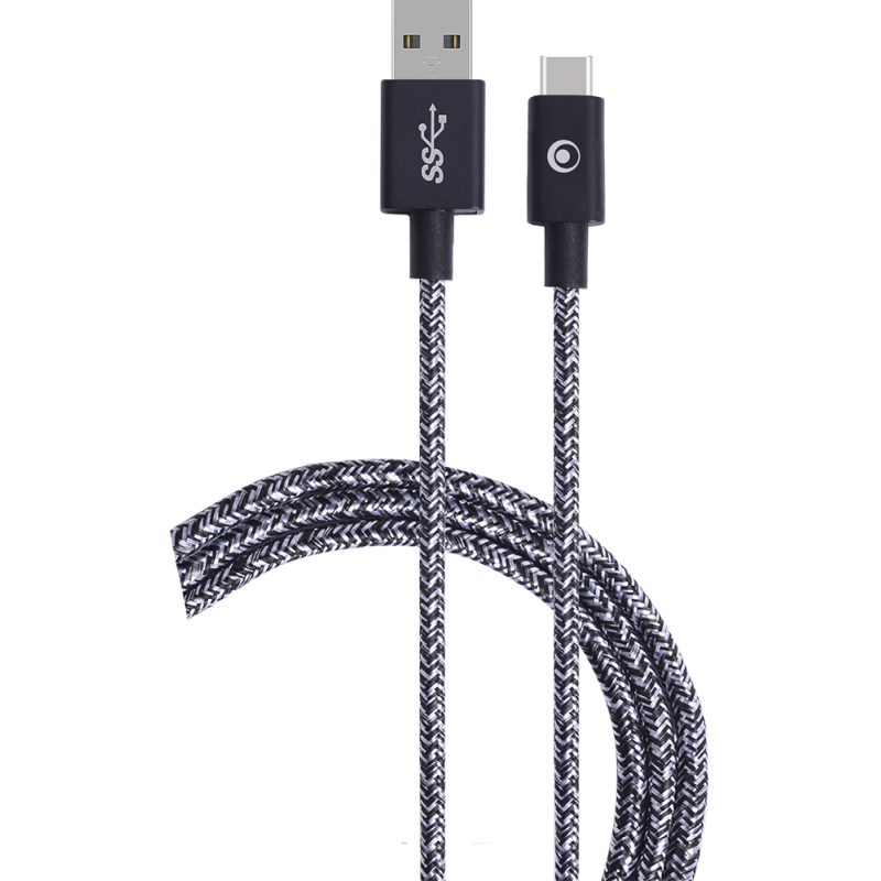 Câble Tissé USB A/USB C 2m Noir Bigben