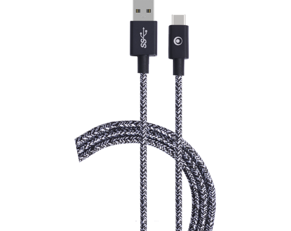 Câble Tissé USB A/USB C 2m Noir Bigben