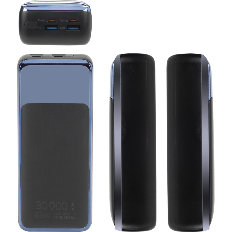 Powerbank USB A/USB C 30000mAh Power Delivery Noir Rivacase