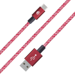Câble Tissé USB A/USB C 2m Rouge Burgundy Bigben