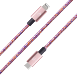 Câble Tissé USB C/Lightning 2m Rose Bigben