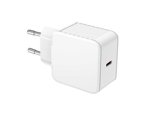 Chargeur maison USB C PD 65W Power Delivery GaN Blanc + Câble USB C/C Tressé de 2m - Bigben