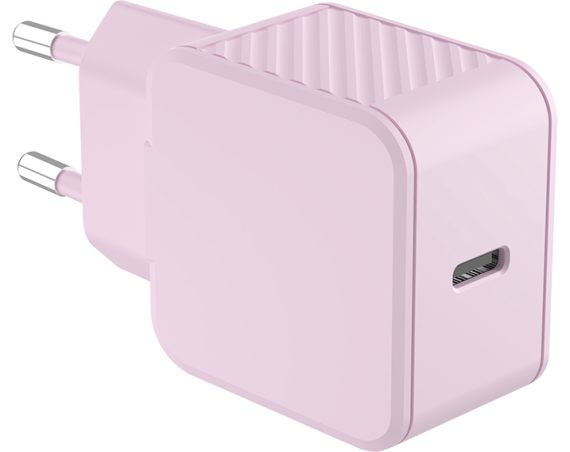 Chargeur maison 20W Power Delivery GaN Rose - 100% Plastique recyclé Bigben