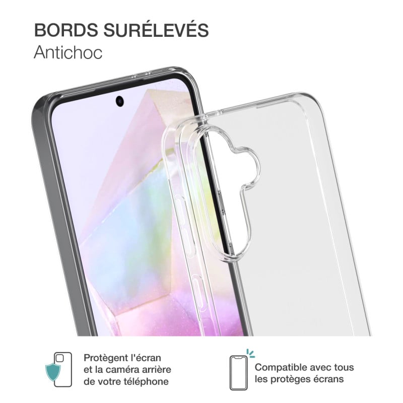 Pack Samsung Galaxy A36 5G Accessoires Coque Transparente + Verre trempé + SmartFrame™ - 60% verre recyclé Bigben