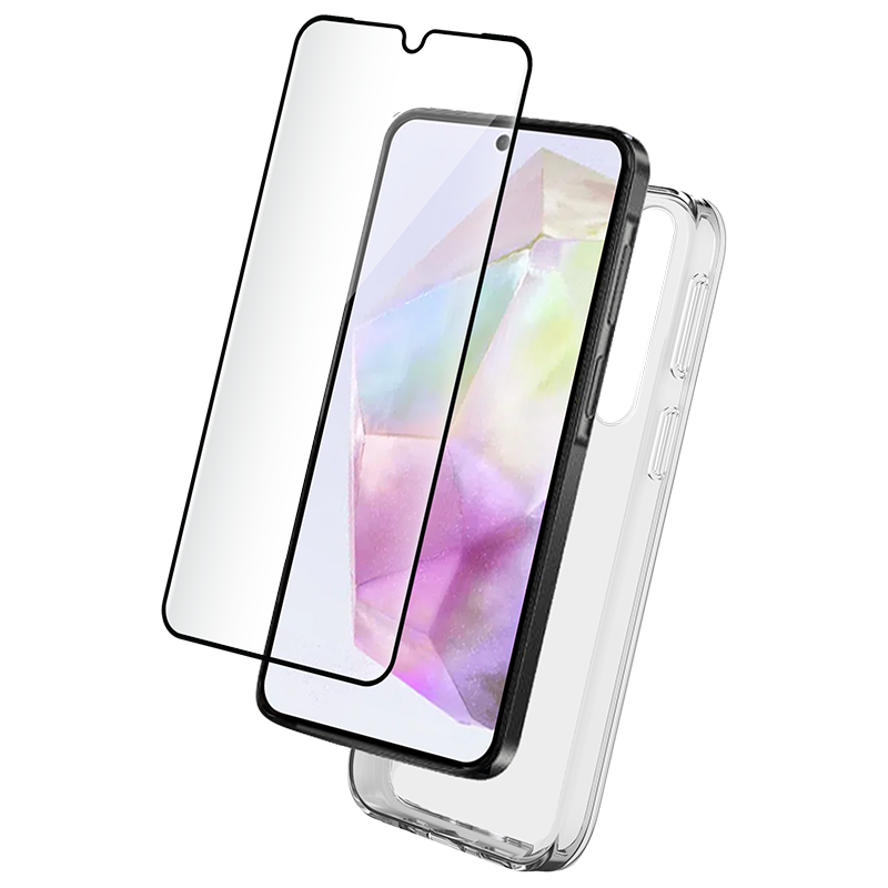 Pack Samsung Galaxy A36 5G Accessoires Coque Transparente + Verre trempé + SmartFrame™ - 60% verre recyclé Bigben