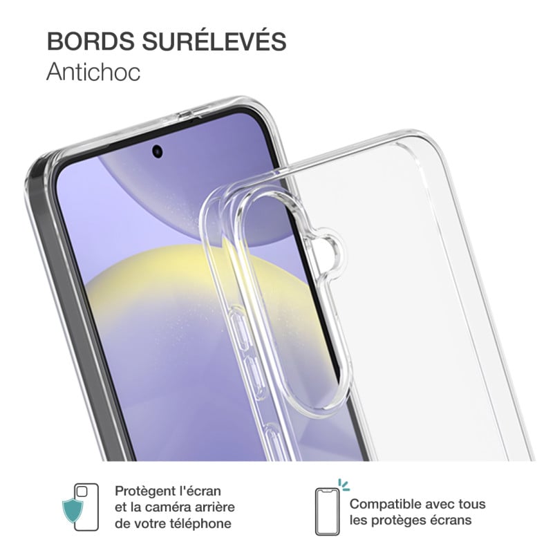 Pack Samsung Galaxy S25+ Accessoires Coque Transparente + Verre trempé + SmartFrame™ - 60% verre recyclé Bigben