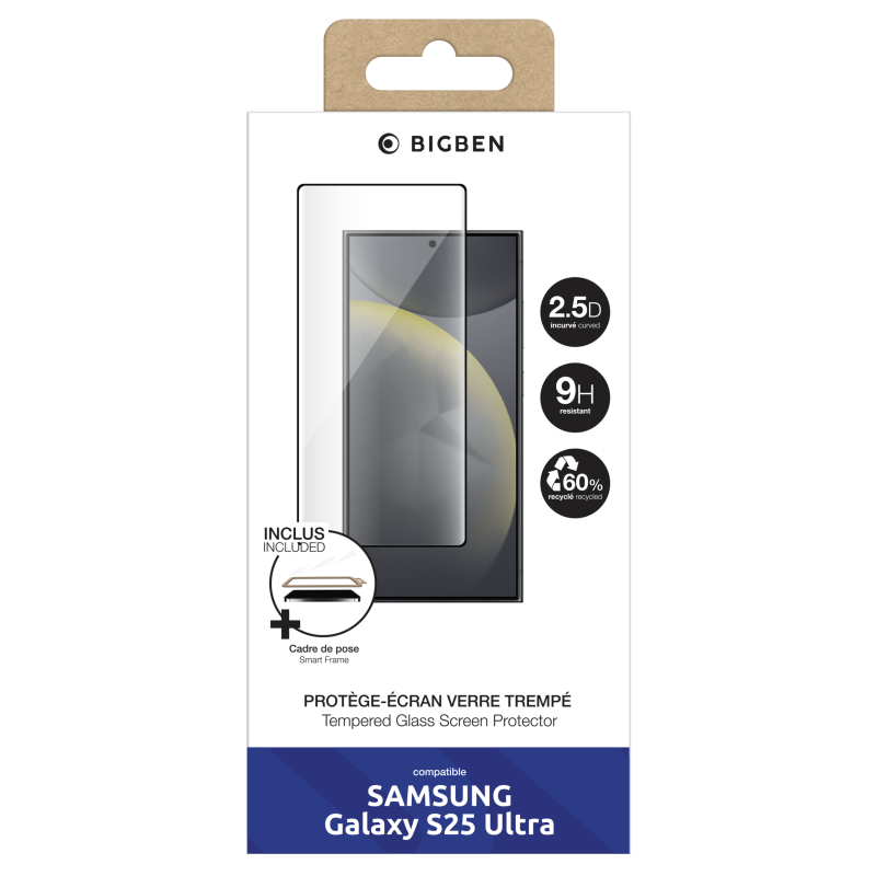 Protège écran 2.5D Galaxy S25 Ultra + SmartFrame™ - Certifié GRS Bigben
