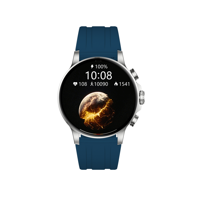 Montre connectée- Round Silver et bracelet bleu - Bigben