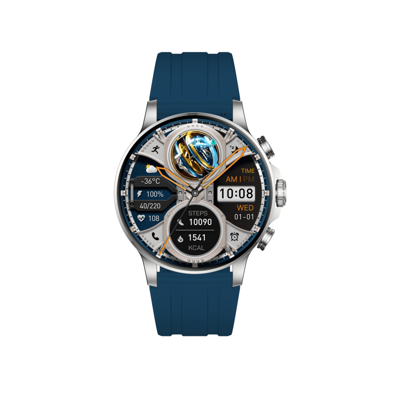 Montre connectée- Round Silver et bracelet bleu - Bigben