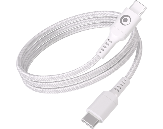Câble Tissé USB C / USB C 5A 1.2m PD 100W Blanc Bigben