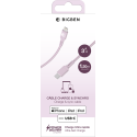 Câble Nylon tressé USB C/Lightning 3A/PD60W 1,2m Rose - 100% Plastique recyclé Bigben