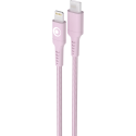Câble Nylon tressé USB C/Lightning 3A/PD60W 1,2m Rose - 100% Plastique recyclé Bigben