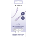 Câble Nylon tressé USB C/Lightning 3A/PD60W 1,2m Violet - 100% Plastique recyclé Bigben