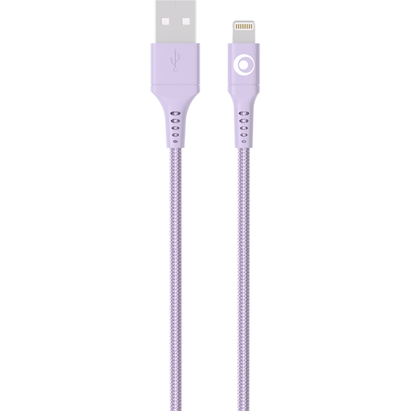 Câble Tissé USB A / Lightning 2.4A 1.2m FastCharge 12W Violet