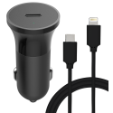 Chargeur voiture 20W Power Delivery + Câble USB C/Lightning Noir Bigben