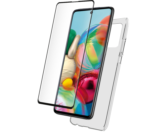Pack Samsung Galaxy A71 Coque Transparente + Verre trempé  Bigben