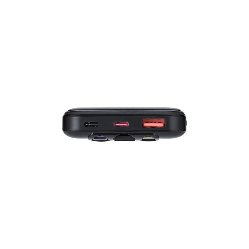 Powerbank 10000mAh 3 ports USB A+2C 22.5W PD/QC Câble multiple integré Noir