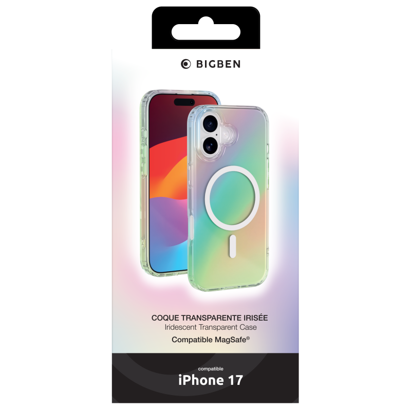 Coque MagSafe iPhone 17 Hybride Transparente Irisée