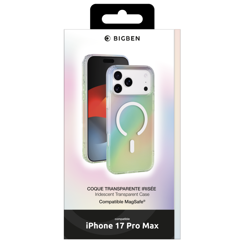 Coque MagSafe iPhone 17 Pro Max Hybride Transparente Irisée