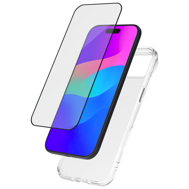 Pack 2 en 1 Coque iPhone 17 Pro Souple Transparente + Protège écran 2.5D + SmartFrame™ - Certifié GRS
