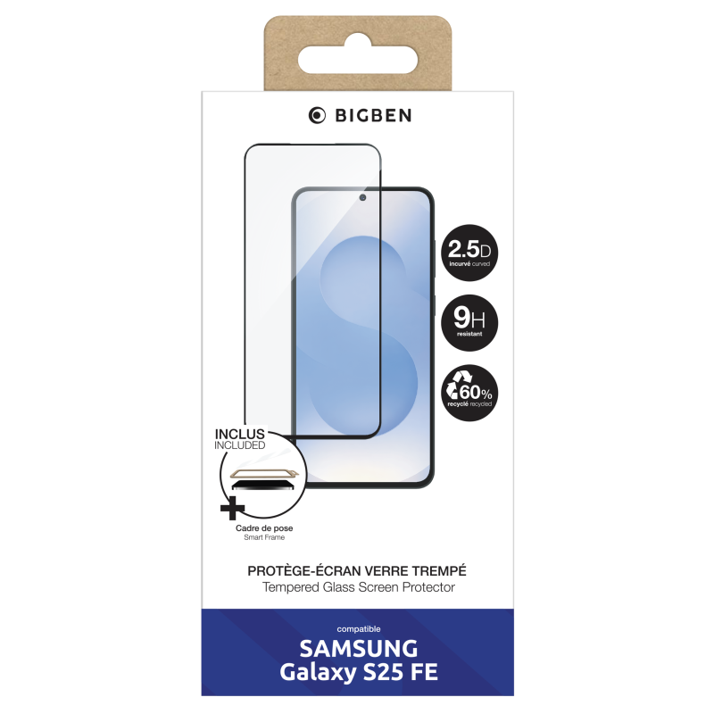 Protège écran Samsung Galaxy S25 FE + SmartFrame™ 2.5D Verre trempé - Certifié GRS