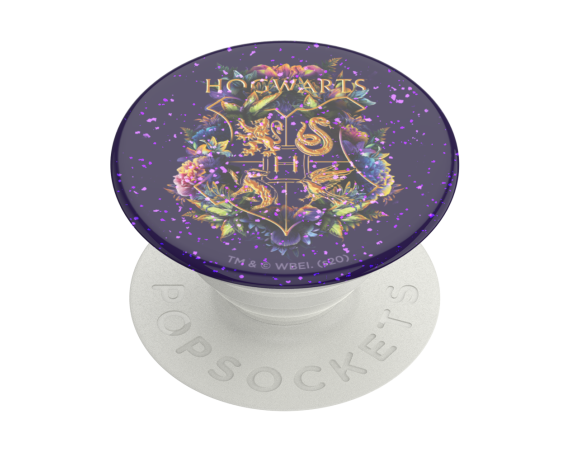 Support PopGrip Glitter Adhésif Stand et Selfie Hogwarts Floral Blanc