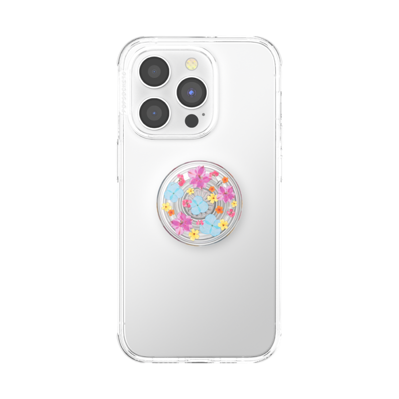 Support PopGrip Translucide Adhésif Stand et Selfie Delicate Floral