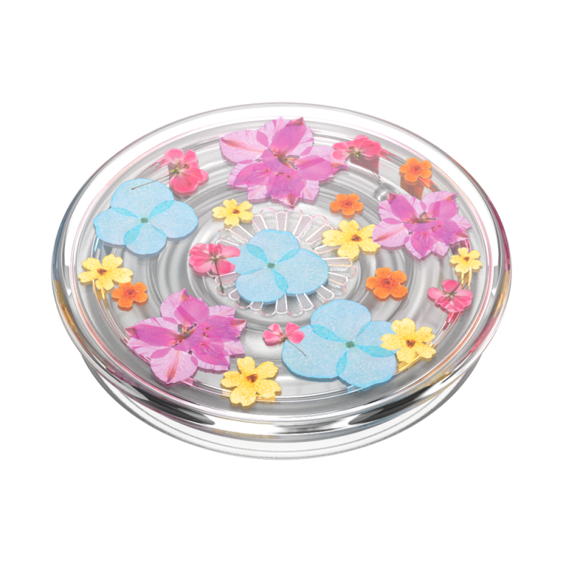Support PopGrip Translucide Adhésif Stand et Selfie Delicate Floral