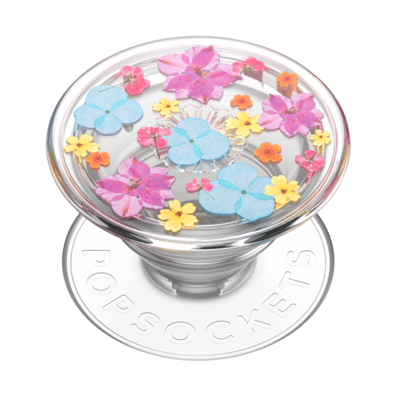 Support PopGrip Translucide Adhésif Stand et Selfie Delicate Floral
