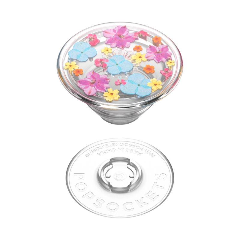 Support PopGrip Translucide Adhésif Stand et Selfie Delicate Floral