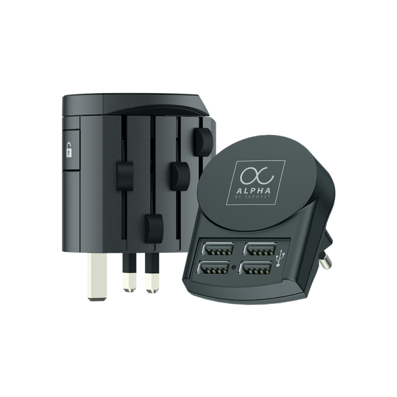 Adaptateur voyage 4 USB A ALPHA Universel Noir