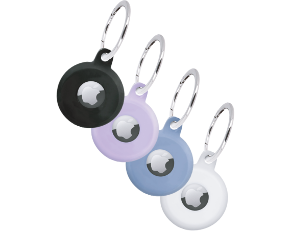 Pack de 4 Protections pour AirTag  Noir, Blanc, Bleu, Mauve Bigben