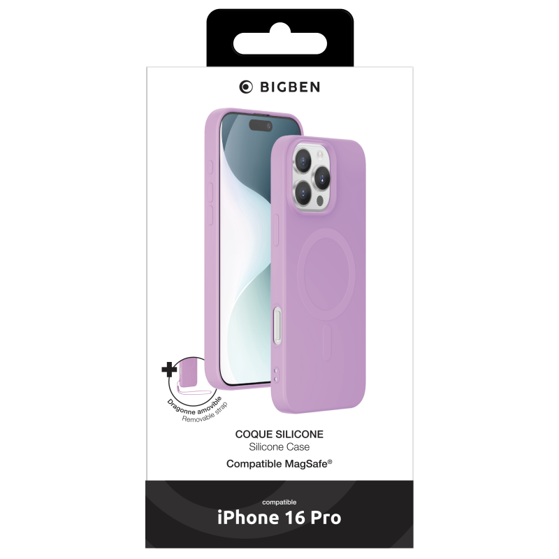 Coque Silicone iPhone 16 Pro Compatible MagSafe Violette Bigben