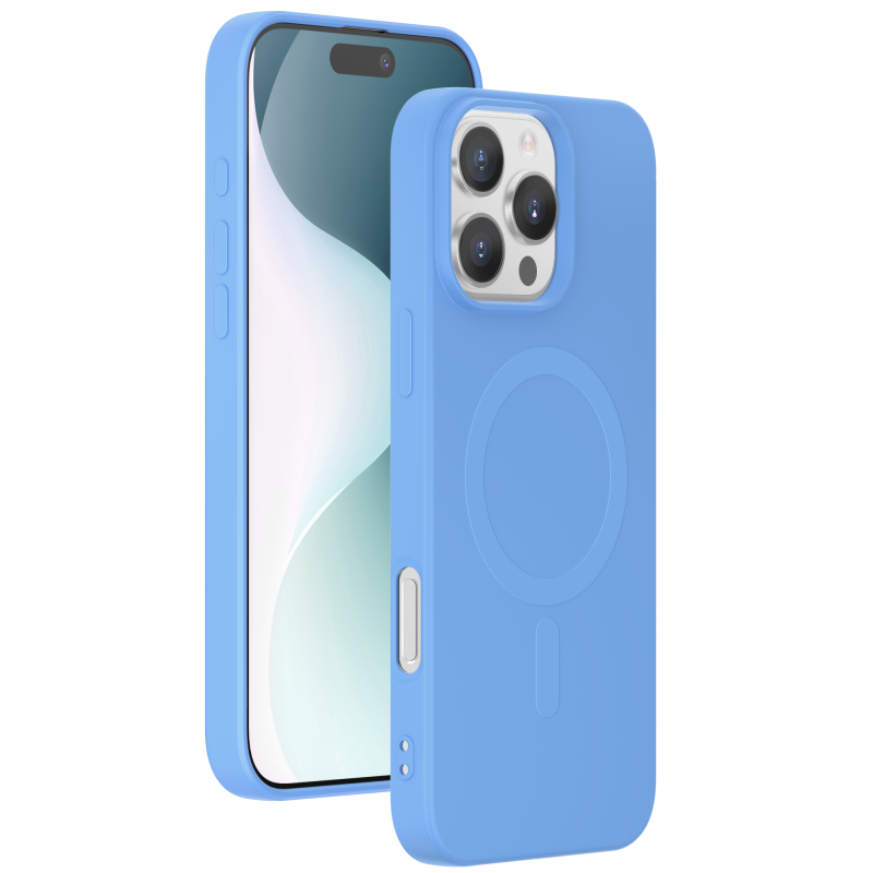 Coque Silicone iPhone 16 Pro Compatible MagSafe Bleue Bigben
