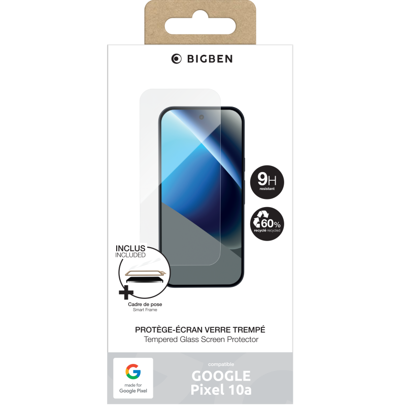 Protège écran Google Pixel 10A + SmartFrame™ Verre trempé Made for Google - Certifié GRS