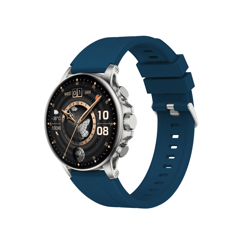 Montre Connectée Ronde Noire - Cadran Rond Élégant
