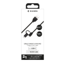 Câble 2 en 1 USB A/micro USB & USB C 1,2m Noir Bigben