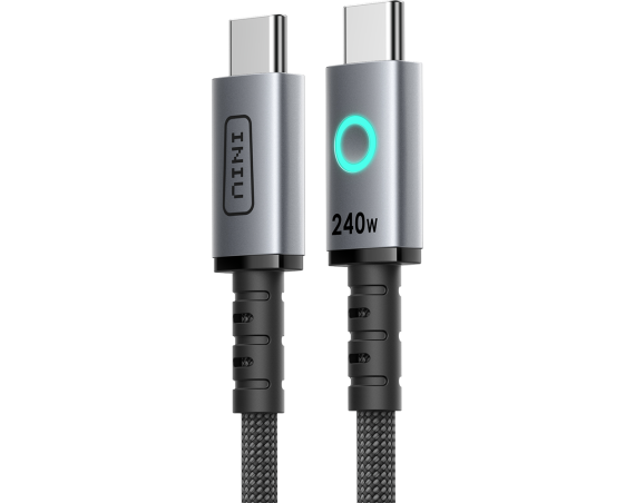 Câble Leopard USB C / USB C 5A 2m Nylon Tressé PD 240W Noir