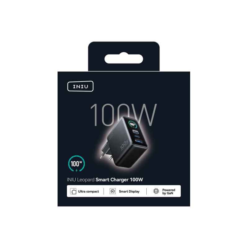 Chargeur USB A + 2 USB C Leopard 100W 3 ports USB A+2C Power Delivery GaN Noir