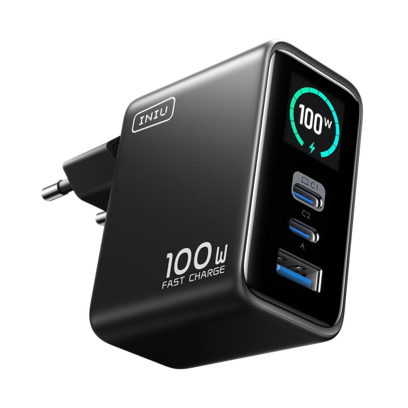 Chargeur USB A + 2 USB C Leopard 100W 3 ports USB A+2C Power Delivery GaN Noir