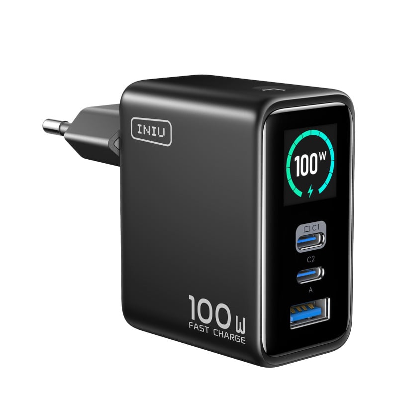 Chargeur USB A + 2 USB C Leopard 100W 3 ports USB A+2C Power Delivery GaN Noir